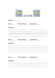 English Worksheet: Book Log