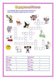 English Worksheet: Opposites (B&W version included)