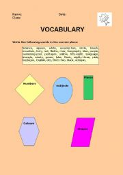 English worksheet: General vocabulary