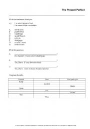 English worksheet: Present Perfect / Past participles