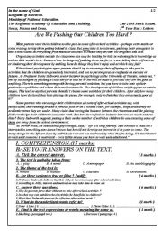 English Worksheet: A reading text about evening classes: mock exam 2008