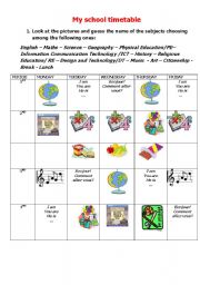 English Worksheet: My school timetable