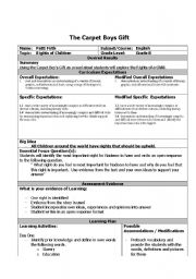 English Worksheet: The Carpet Boys Gift - Lesson Plan