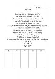 English Worksheet: word family poems/sorts