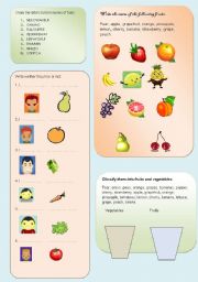 English Worksheet: The fruits and vegetables