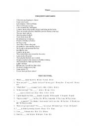 English worksheet: FREQUENT MISTAKES. LEVEL TEST