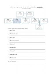 English Worksheet: Familys Tree