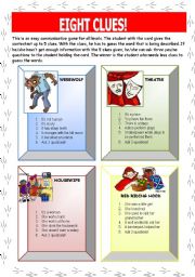 English Worksheet: Eight Clues (Game) (1 of 3)