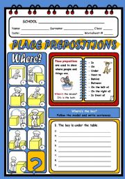 English Worksheet: PLACE PREPOSITIONS