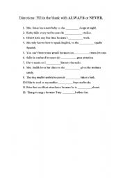 English worksheet: Uing ALWAYS and NEVER