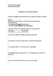 English worksheet: Comparative Sentences