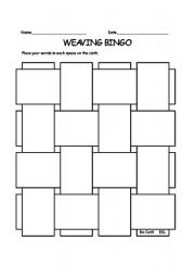English Worksheet: Weaving Bingo