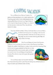 English Worksheet: Camping reading