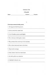 English worksheet: Grammar test/ worksheet