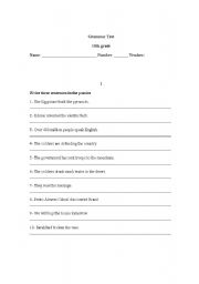 English Worksheet: Grammar test/ worksheet