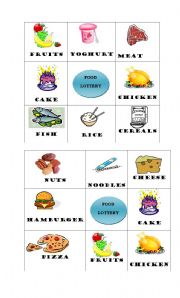 English worksheet: Food lottery 2