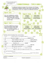 English Worksheet: conditionals - type 0 and 1