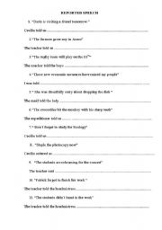 English Worksheet: reported speech