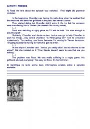 English Worksheet: Friends episode 4th season - The one with the rugby game