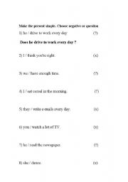 English worksheet: present simple