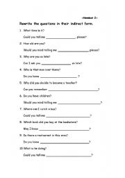 English worksheet: Indirect Speech worksheet