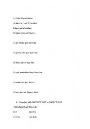 English worksheet: verb have got and can
