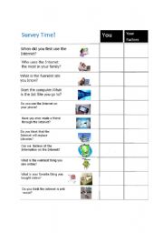 English Worksheet: Internet Usage Survey 