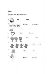 English Worksheet:  One and More Than One
