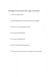 English worksheet: The digestive system