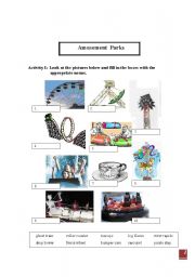 English Worksheet: Amusement Parks
