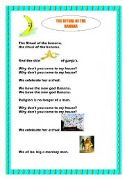 English worksheet: THE RITUAL OF THE BANANA!!!