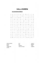 English Worksheet: Halloween wordsearch