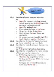 English Worksheet: Rules for Capitalization