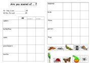 English Worksheet: Are you scared of