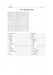 English Worksheet: fruits, vegetables and jobs