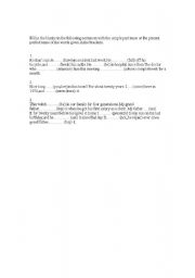 English Worksheet: PERFECT TENSE WORK SHEET
