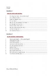 English worksheet: exercise: how to make question 