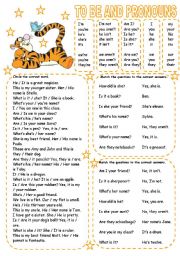 English Worksheet: TO BE AND PRONOUNS