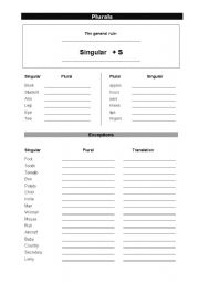 English Worksheet: Plurals