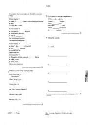 English worksheet: 1Test A