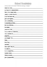English Worksheet: vocabulary, idiomatic expressions related to school expreiences