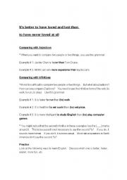 English worksheet: Comparing Actions using infinitives