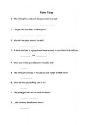 English worksheet: Do you know your fairy tales?