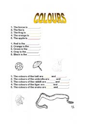 English Worksheet: Colours and animals.