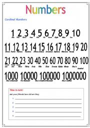 Numbers Activity