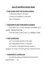 English Worksheet: Use Of narrative forms