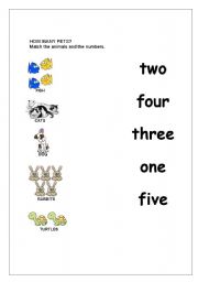 English worksheet: Animals and numbers 1-5