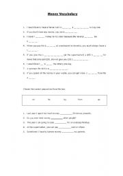 English worksheet: Money Vocabulary 