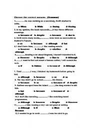 English Worksheet: conjunctions choice - find the mistake