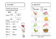 English Worksheet: A, an or a plural